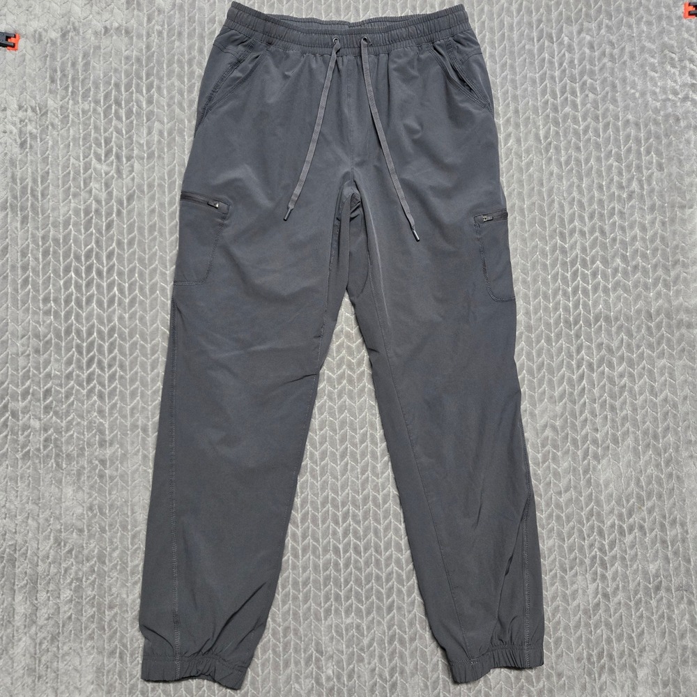 Eddie Bauer Womens Fleece Lined Cargo Joggers Gray Plaid Lining Size 12 Pants
